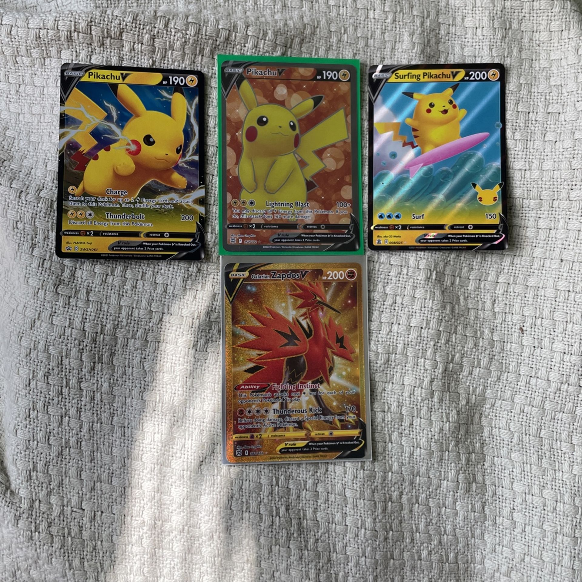 Three New Pikachu Pokémon V’s + Moltres Gold Card