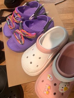 BUNDLE: Authentic Crocs Purple Sandals + FREE Pink/White Clogs