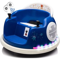 Ride On Bumper car for Kids, 6V Electric Vehicle Ride on Toys with Remote Control, Music,Colorful Flashing Lights,Battery Powered (Navy Blue)