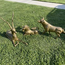 Bronze Animal Sculptures —Antique Brass Figurines.(Bull Is Sold Already)
