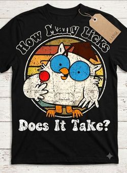 How Many Licks does it take men's black graphic T shirt