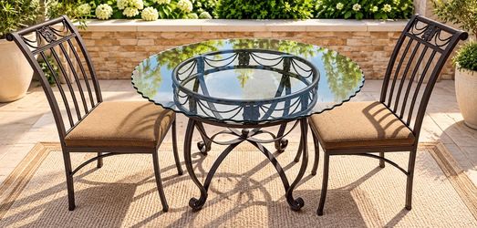 Glass and Metal Dining Set with Chairs