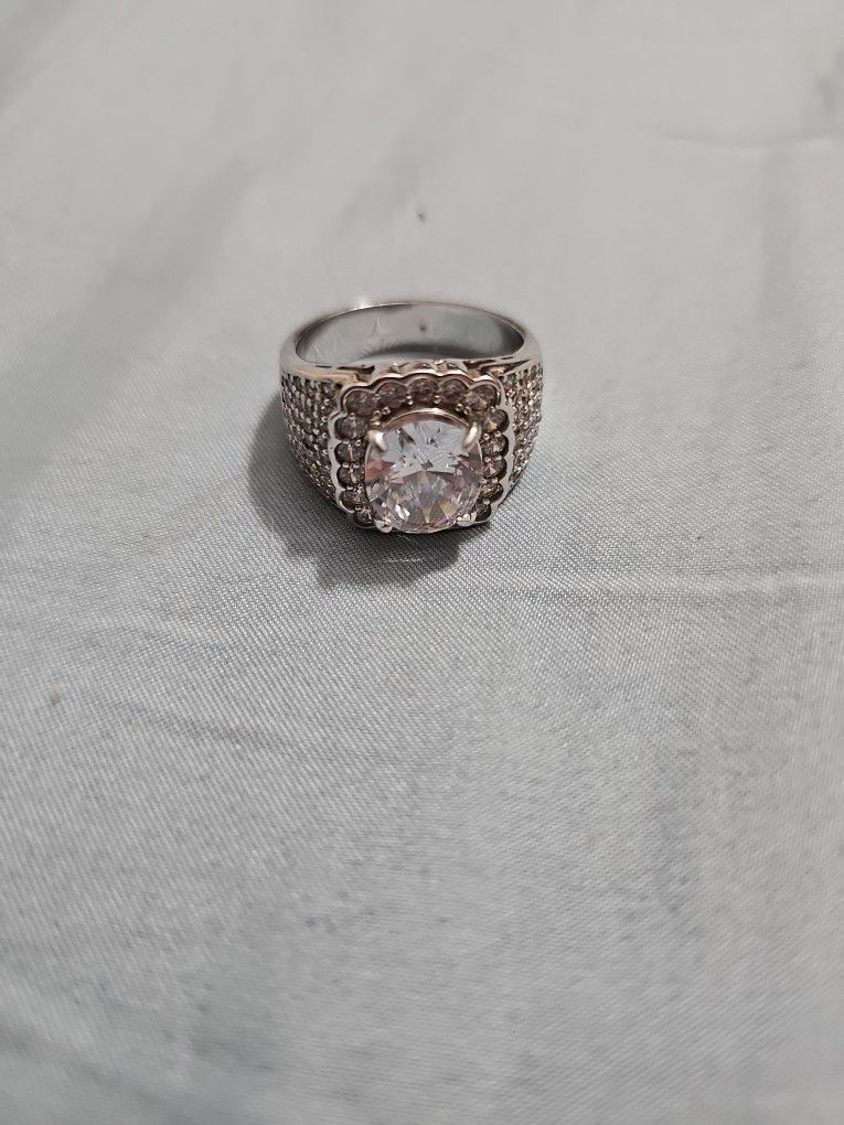 Size 12 Sterling Silver CZ Ring