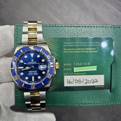 Rolex “Bluesy” Submariner Date 41MM 126613LB 18K  Yelow 