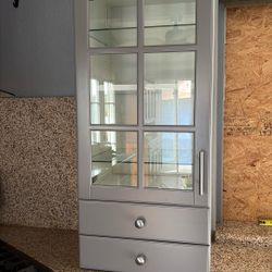 IKEA Bodbyn Countertop Glass Cabinet + 2 Drawers