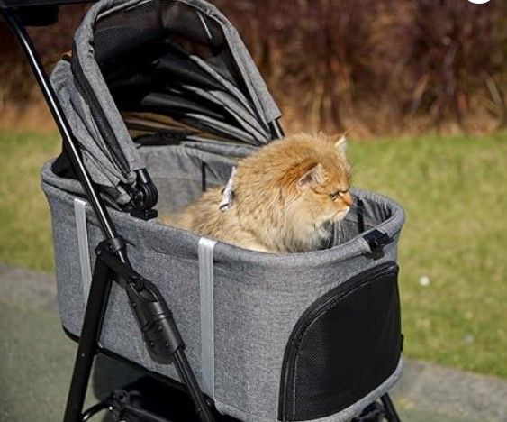 4 Wheels Dog/Cat Puppy Stroller w/Removable Travel Carrier for Small/Medium Pet