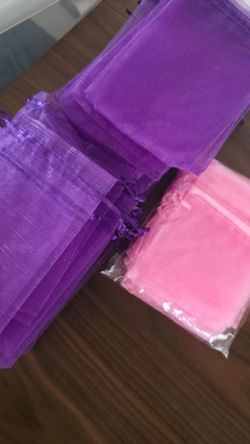 Sheer drawstring  bags (Purple, Pink and White)