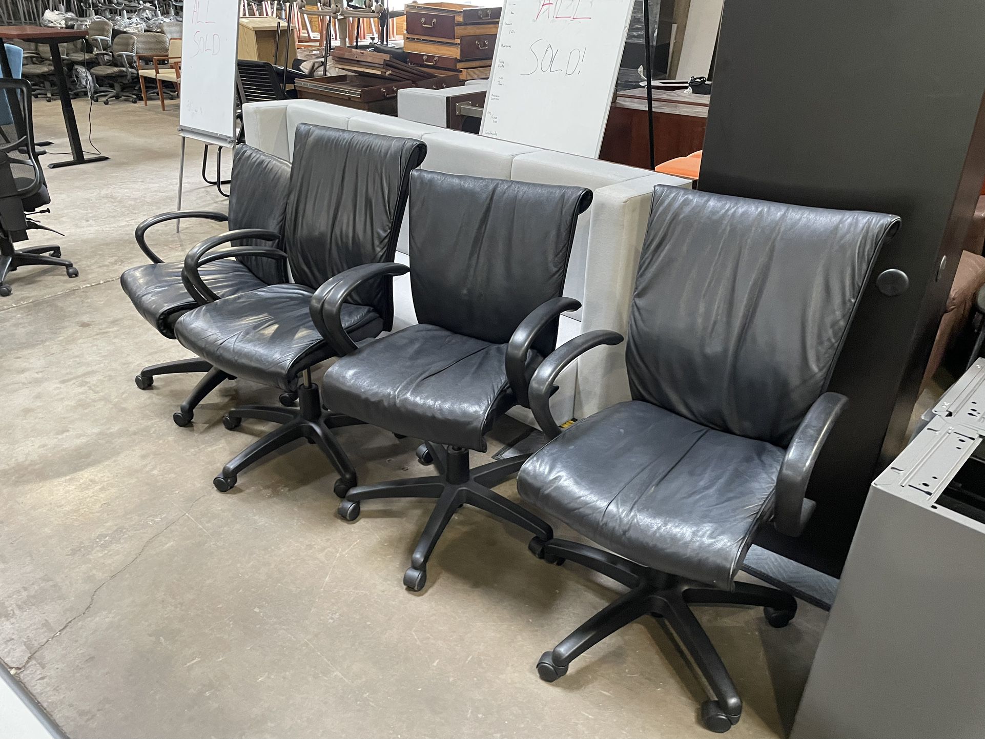 5 Matching Black Office Tall Back Rolling Computer Chairs! Only $40 Ea!