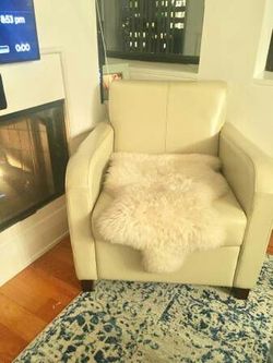 Ivory / Off-White Real Leather Arm Chair