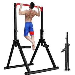 New DOBESTS Foldable Power Tower Pull Up Bar Dip Station Adjustable Multifunction Workout Pull Up Tower Station Gym Strength Training Equipment 