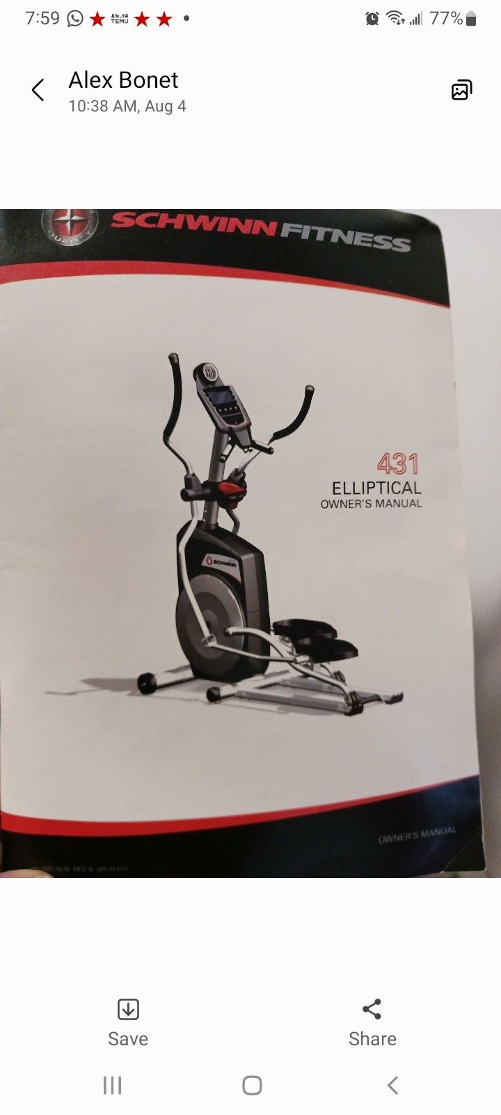 Schwinn 431 elliptical discount trainer