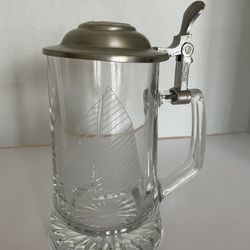 VTG Old Spice Glass Stein Tankard Mug Columbia 1901 Nautical Decor W. Germany