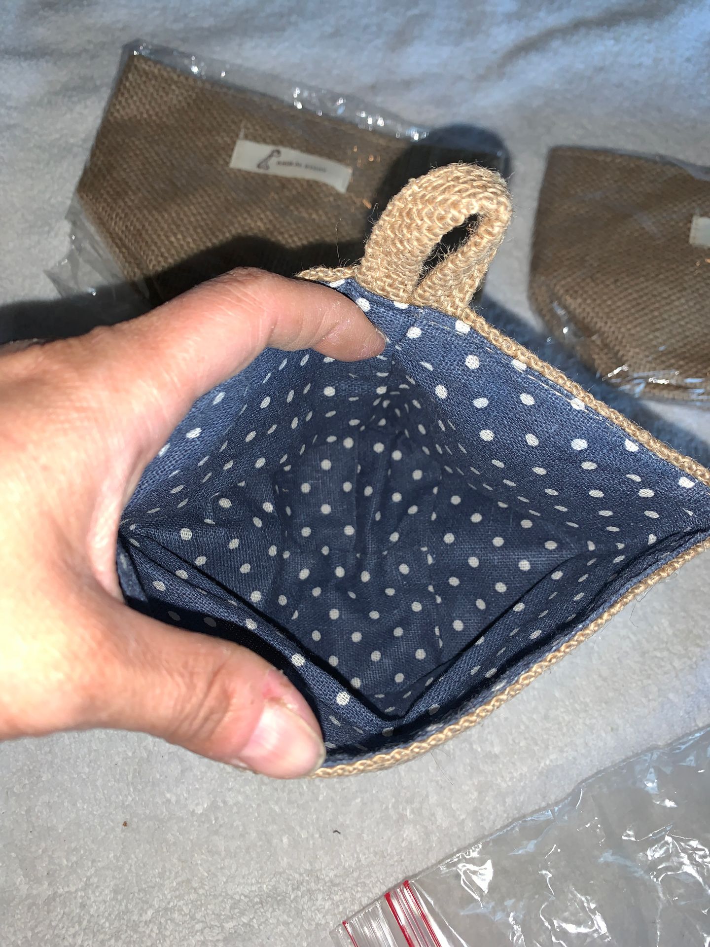 NEW 5x3 BURLAP WALL HANGING BASKET SET OF 3