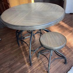 Whalen Brown Casual Dining Room Set with Round Table ( 2 stools ) Industrial