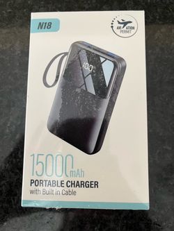 N18 15000mAh Portable Charger with Built-in Cable