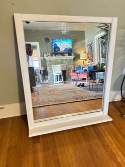 2 Shabby Chic White Wood Framed mirrors 30 each