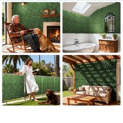 20"x20" Artificial Boxwood Panels Faux Plant Grass Green Wall Panel Decoration for Outdoor Indoor Garden Backyard 12 pieces