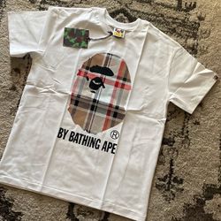 White Burberry Collab T Bape