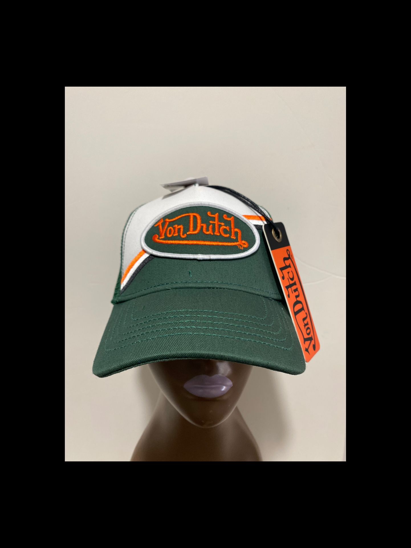 Von Dutch authentic Trucker snapback Hat Green,Orange & White NEW WITH TAGS! 