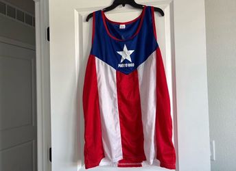 $5 for Mens Puerto Rico Star Tank Top-Red, White & Blue