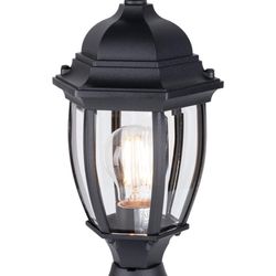 Outdoor Post Lighting Fixture Pole Lantern, E26 Medium Base Max 60W, Aluminum Housing Plus Glass, Matte Black Finish, 1-Pack
