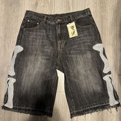 Kapital Kountry Embroidered Denim Shorts