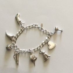 925 Sterling Silver Multiple Charms Bracelet