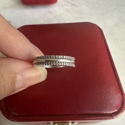 925 Sterling silver w/genuine diamonds band ring , tested in photos, marked SUN 925 , see last photo