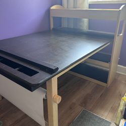 Kids’ Art Table With Shelves + Stools