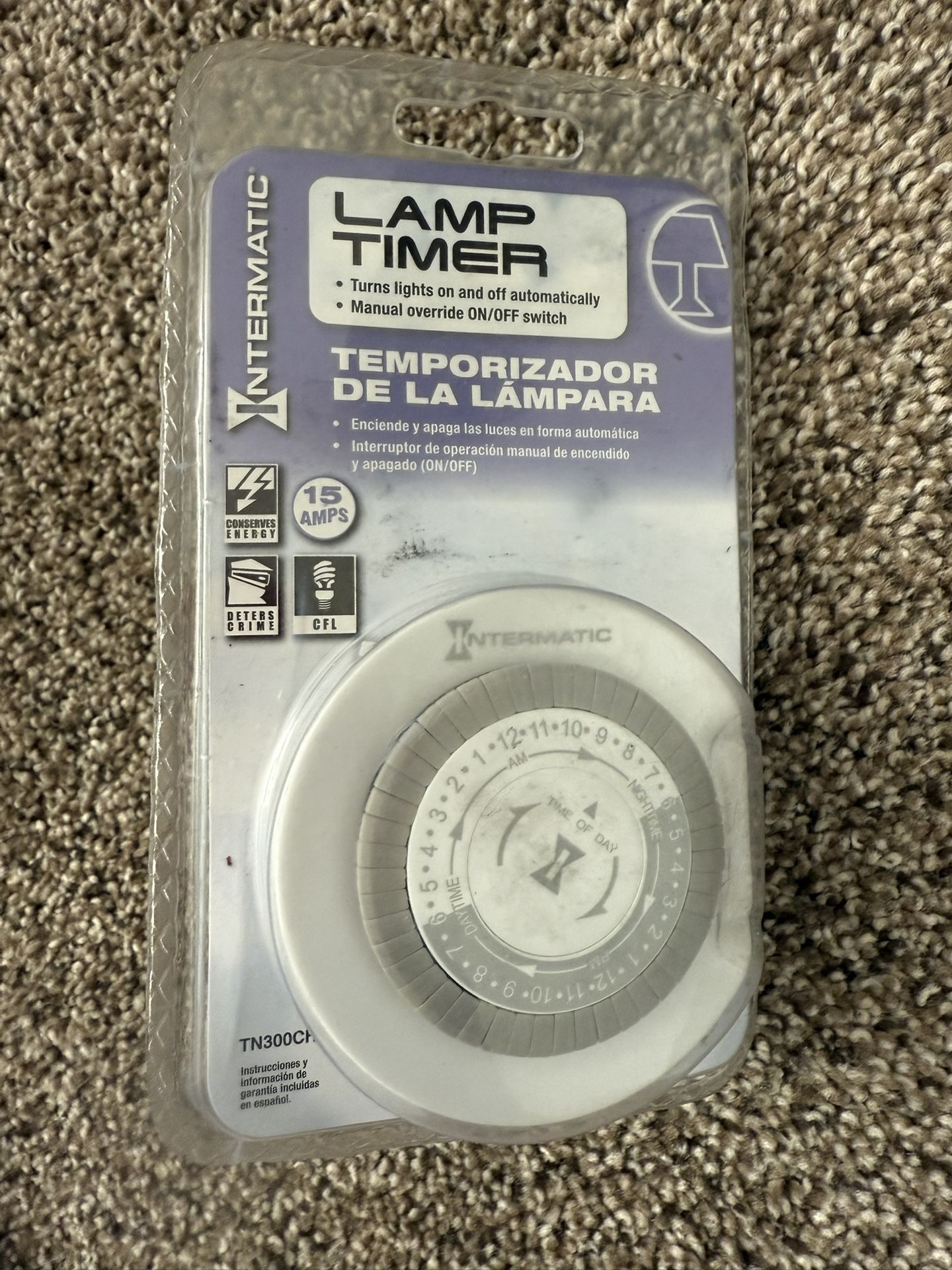 New Intermatic Lamp Timer - 10 Amps CFL TN300CH Sealed Manual On/Off Switch