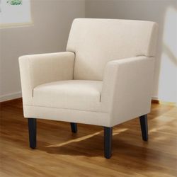 Edyce Wing Back Upholstered Fabric Accent Armchair with Solid Wood Legs