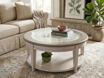 Round Cocktail Coffee Table Antique White