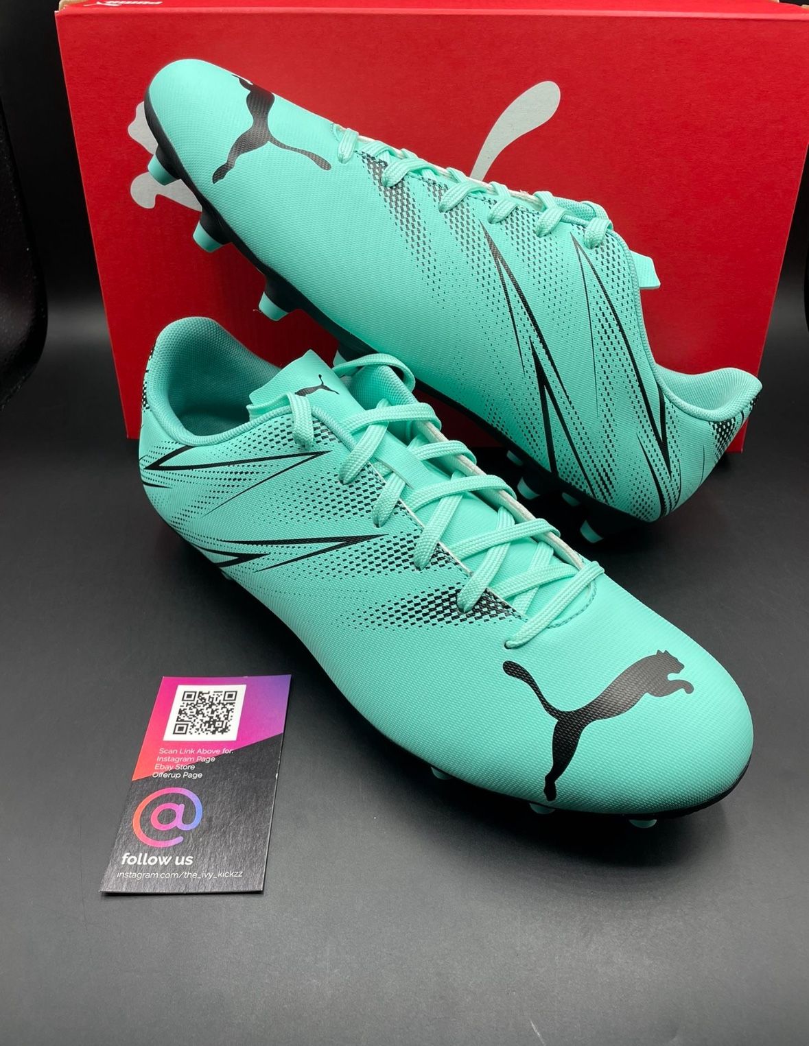 New PUMA Attacanto FG AG Soccer Shoes Cleats Mens Size 10, 11, And 11.5 Electric Blue Peppermint