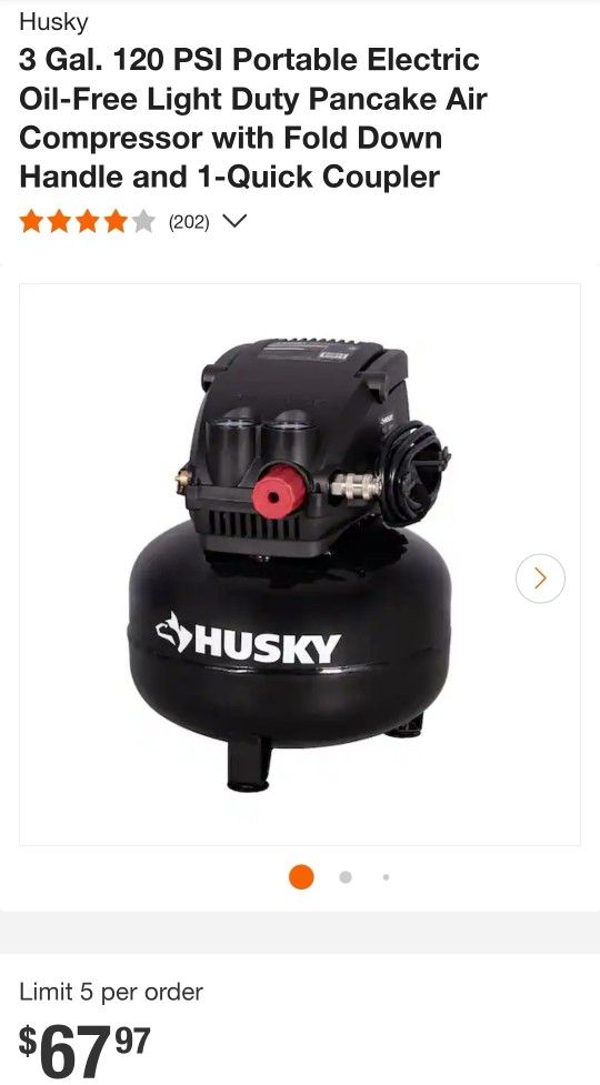 Husky 3 Gallon Air Compressor