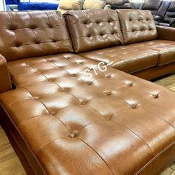 Real Leather Sectional Couch With Chaise, Ashley 💧$49 Pay Easily 