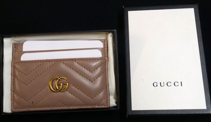 Gucci GG Marmont Card Case Leather Beige Nude Wallet Holder
