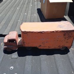 Old Pressed Tin Metal Big Sized Rig And Trailer Toy Collectibles 