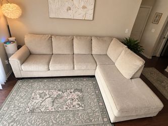 Beige Fabric Sectional Sofa with Chaise