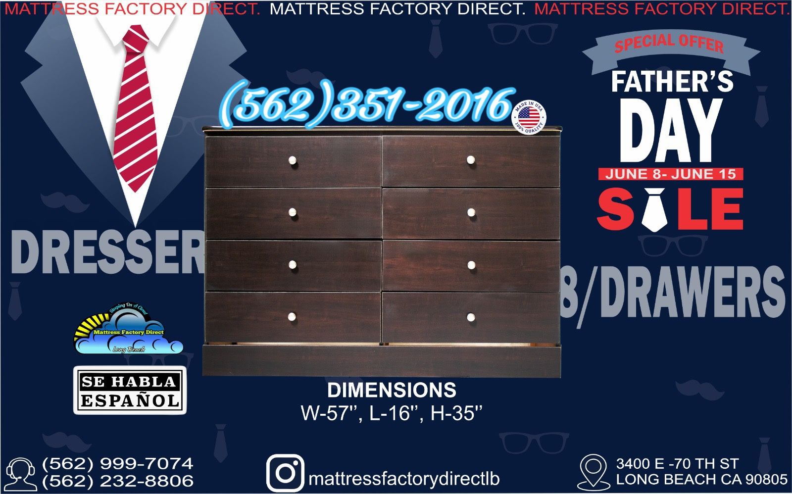 Eight Drawer Dresser Brown Chest Cajonera Nueva