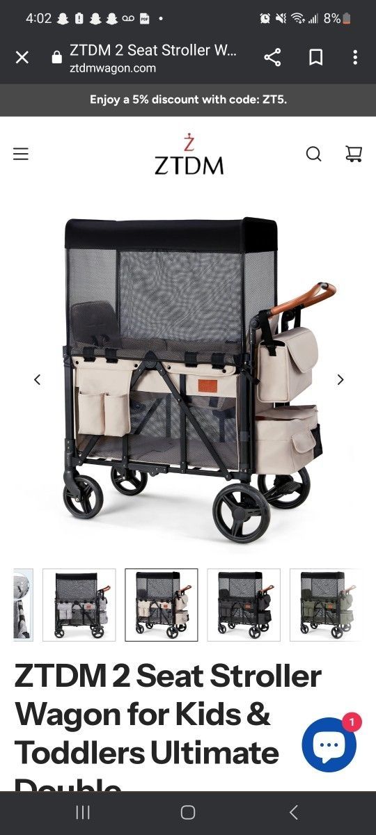 Wagon Stroller for 2 Kids, 3-in-1 Wagon Stroller with Canopy