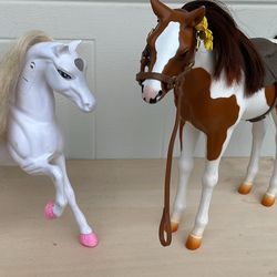 Pair Of Toy Horse 12” ,10” Stall