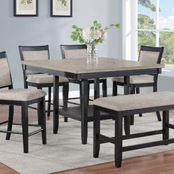 6-PC Counter Height Black/grey Two Tone Dining Set