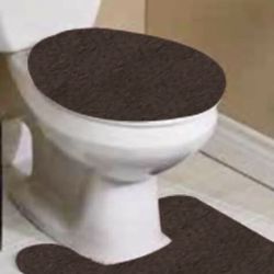 Brown Bath Mat & Toilet Seat Cover