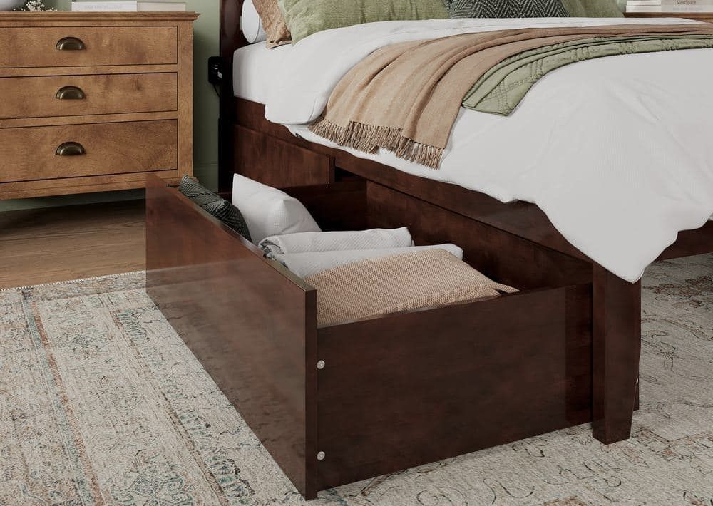 Brand New Set of 2 Large 40” Wide Under Bed Rolling Wood Storage Drawers