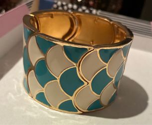 Turquoise and cream color cuff bracelet
