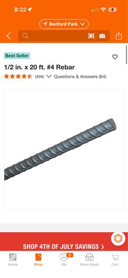 1 ton of #4 rebar 1/2” - 20’ still in bundle