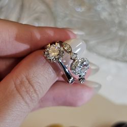 Bundle Of 2 Engagement Ring Set Wedding Gift 925 