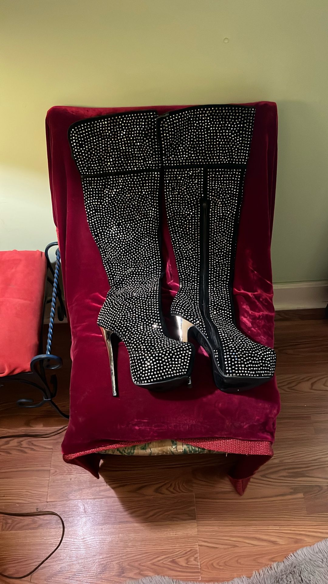 Rhinestone Over The Knee-High Boot Size 6 1/2