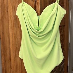 Like New Zara Sweetheart Neck Lime Green Bodysuit - Size Small