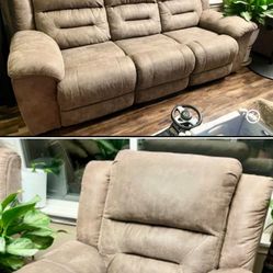 Ashley Stoneland Recliner Sofa + Rocking Chair
